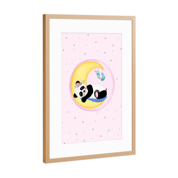 Poster mit Rahmen Kupfer "Pandabären-Mädchen" artboxONE - Für Kinder,Tiere,Liebe
