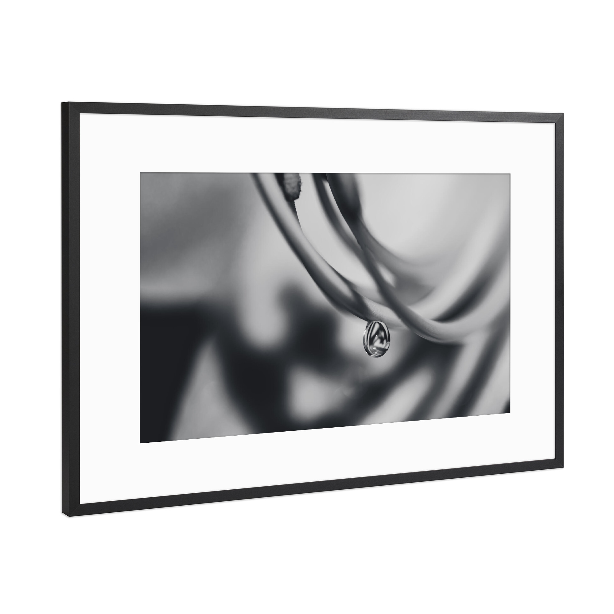 Poster mit Rahmen Schwarz (Metallic) "Droplet Beeing Lost" artboxONE - Natur,Floral