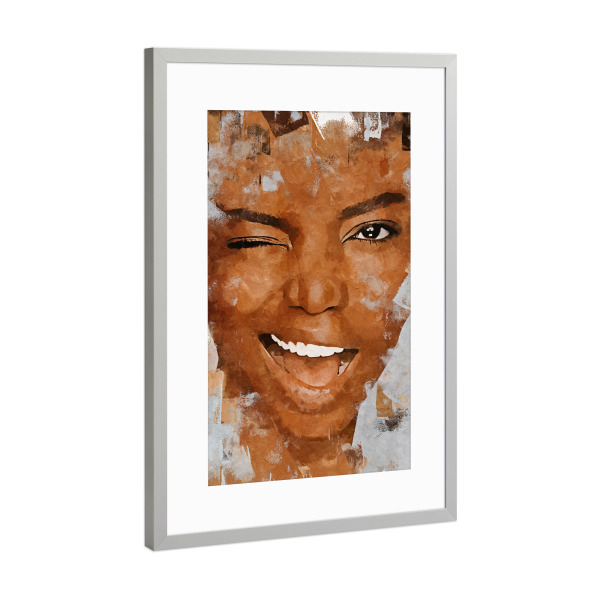 Poster mit Rahmen Silber "Dune Woman C" artboxONE - Menschen - Woman,Face,Smile,Gesicht,Frau,Female,Portrait