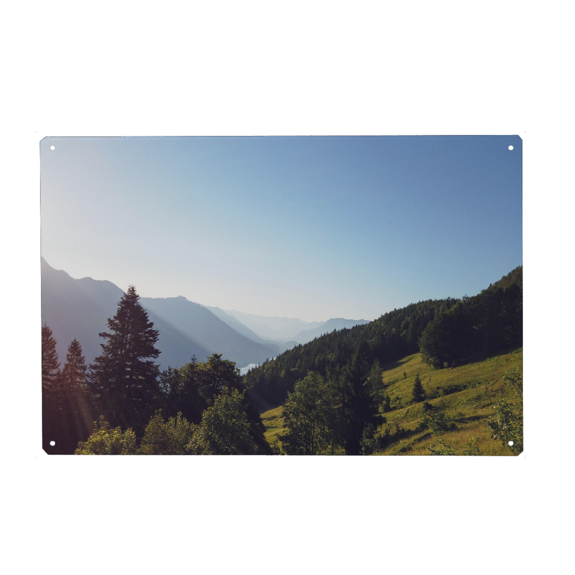 Metall Poster "Morgendliches Bergpanorama" artboxONE - Natur