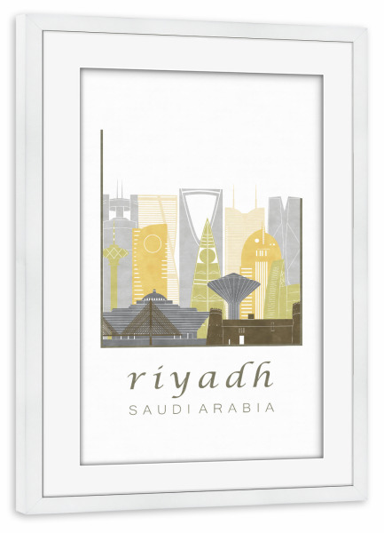 Poster mit Rahmen weiß "Riyadh skyline desert" artboxONE - Städte,Reise,Architektur,Kartografie