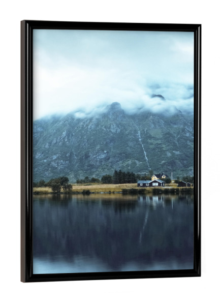 Poster mit schwarzem Rahmen "Bergspiegelung auf den Lofoten" artboxONE - Natur,Reise,Reise / Länder