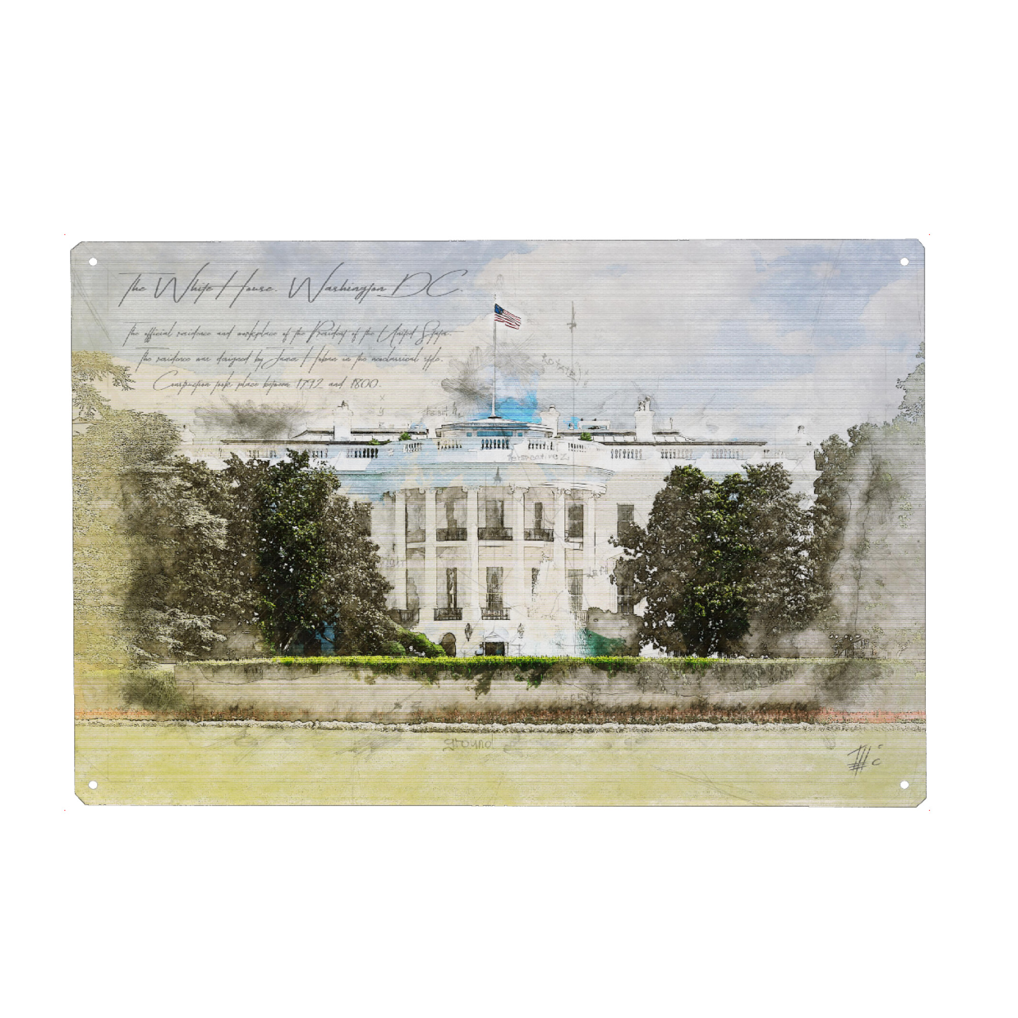 Metall Poster "White House, Washington" artboxONE - Reise,Architektur,Städte / Washington