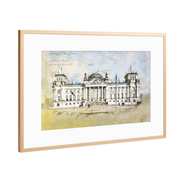 Poster mit Rahmen Kupfer "Reichstag Germany, Berlin" artboxONE - Städte,Städte / Berlin,Architektur