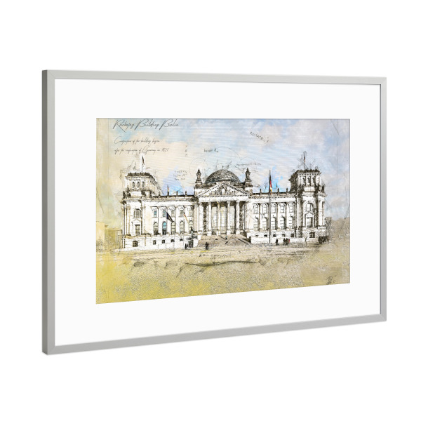 Poster mit Rahmen Silber "Reichstag Germany, Berlin" artboxONE - Städte,Städte / Berlin,Architektur