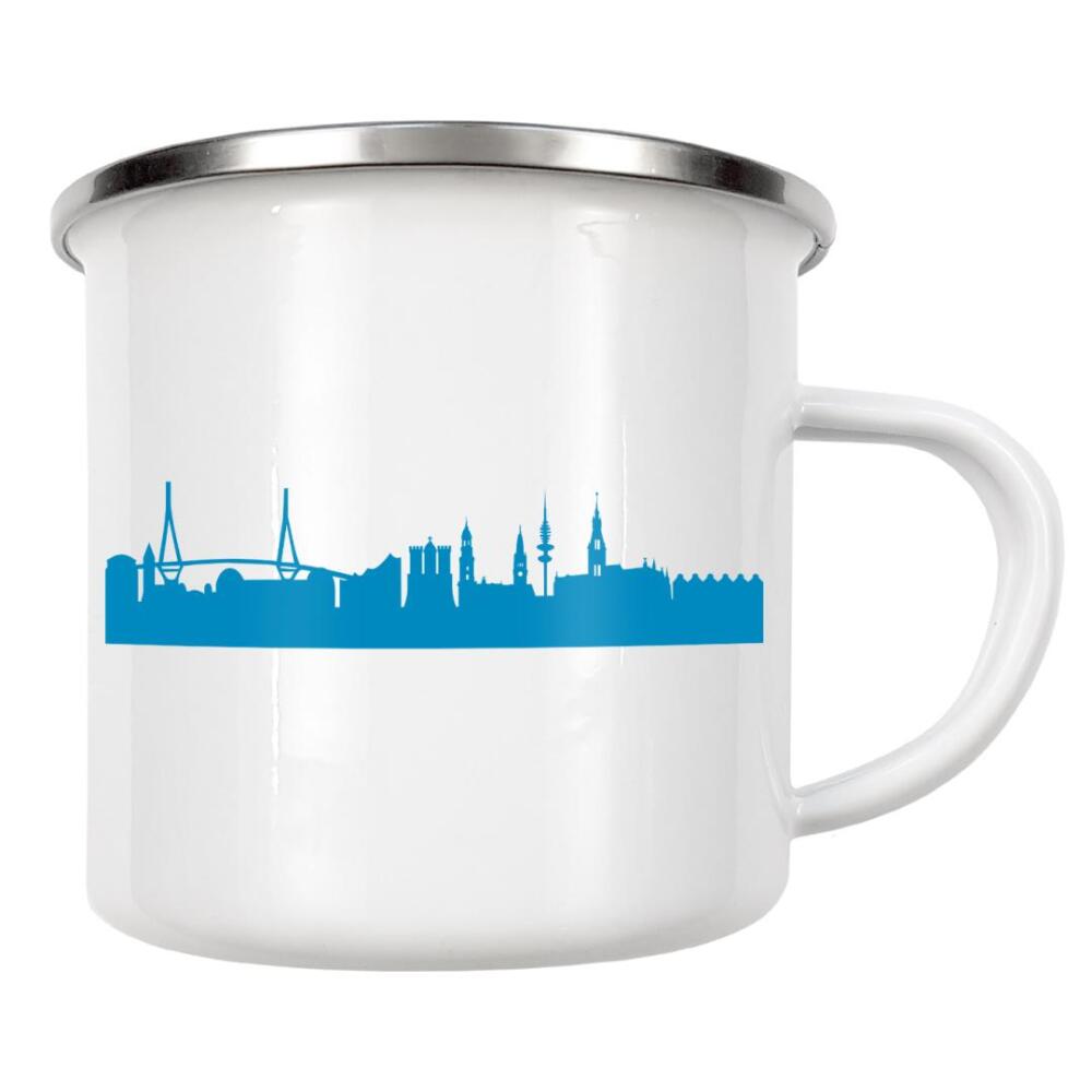 Emaille Tasse "HAMBURG 05 Skyline Print monochrome Teal" artboxONE - Städte,Städte / Hamburg,Abstrakt,Architektur