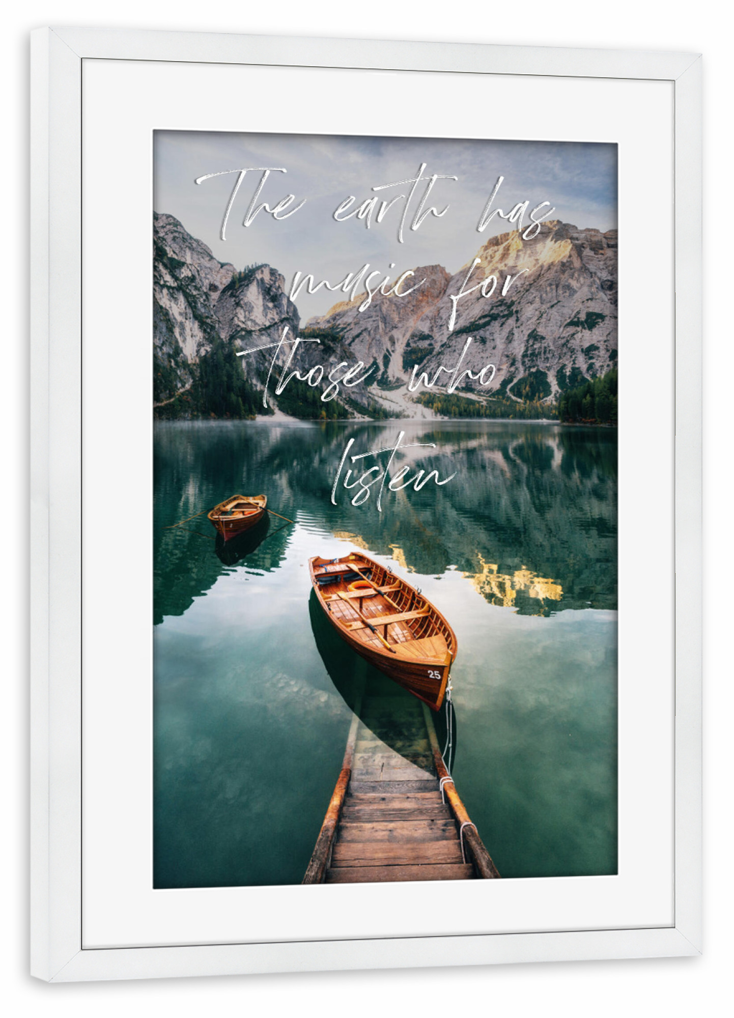 Poster mit Rahmen weiß "Music of earth - quote" artboxONE - Typografie,Natur,Reise
