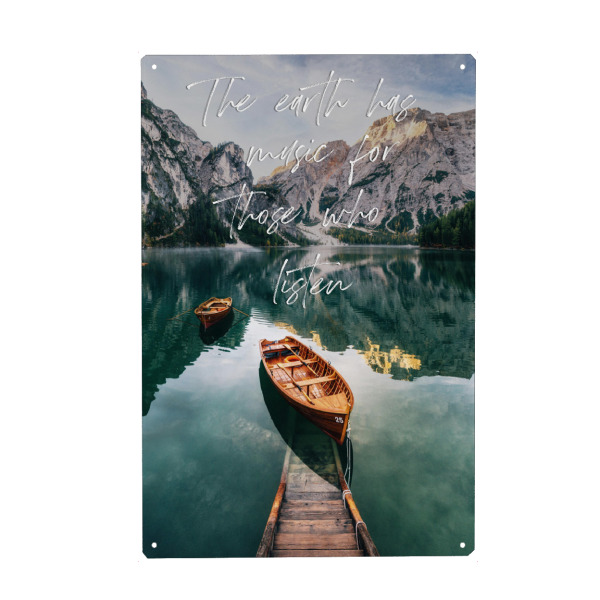 Metall Poster "Music of earth - quote" artboxONE - Typografie,Natur,Reise