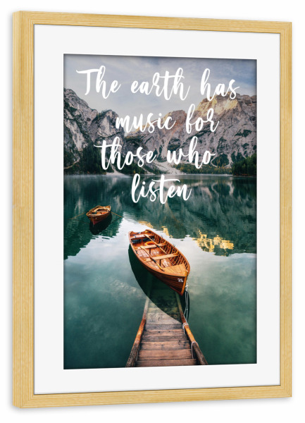 Poster mit Rahmen kiefer "Earth has music - Typography" artboxONE - Typografie,Natur,Reise,Musik