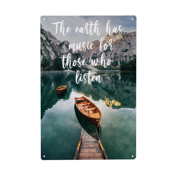 Metall Poster "Earth has music - Typography" artboxONE - Typografie,Natur,Reise,Musik