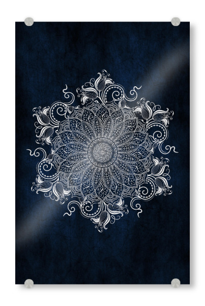 Acrylglasbild "Mandala Artic" artboxONE - Abstrakt - Mandala,Yoga,Boho,Arabic,Indian,Indie,Blue,Snow,Nature