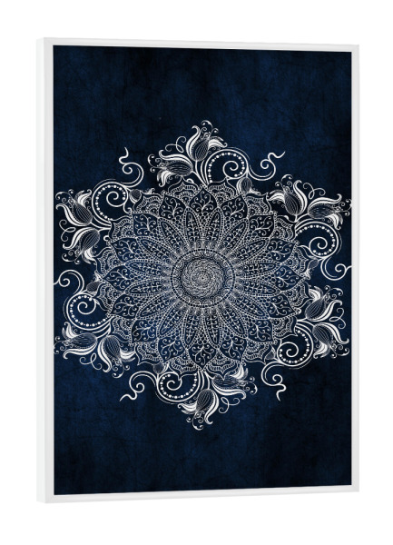 Poster mit weißem Rahmen "Mandala Artic" artboxONE - Abstrakt - Mandala,Yoga,Boho,Arabic,Indian,Indie,Blue,Snow,Nature