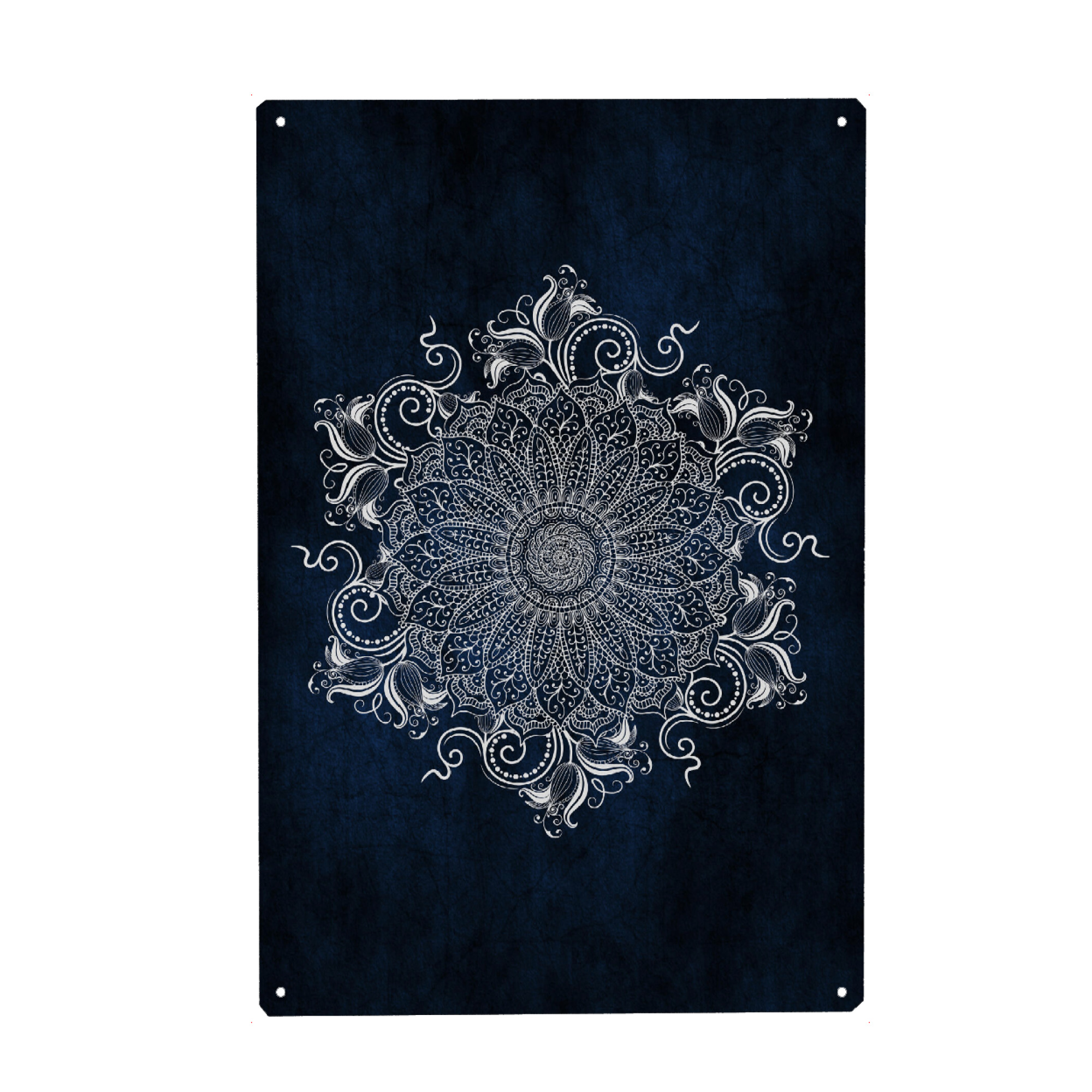 Metall Poster "Mandala Artic" artboxONE - Abstrakt - Mandala,Yoga,Boho,Arabic,Indian,Indie,Blue,Snow,Nature - Blechschild
