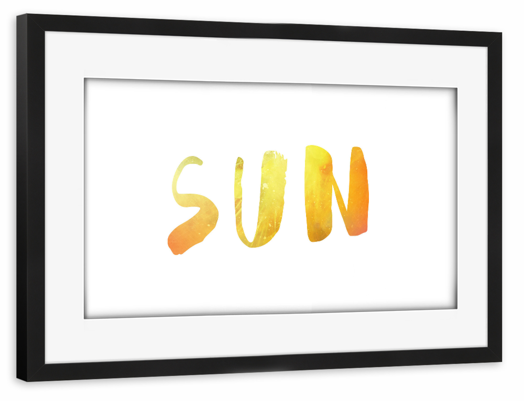 Poster mit Rahmen schwarz "Sun watercolored" artboxONE - Typografie,Natur,Abstrakt