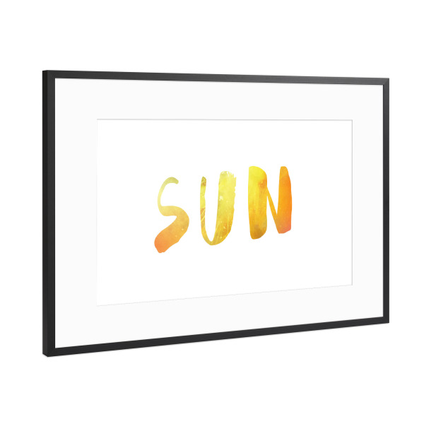Poster mit Rahmen Schwarz (Metallic) "Sun watercolored" artboxONE - Typografie,Natur,Abstrakt