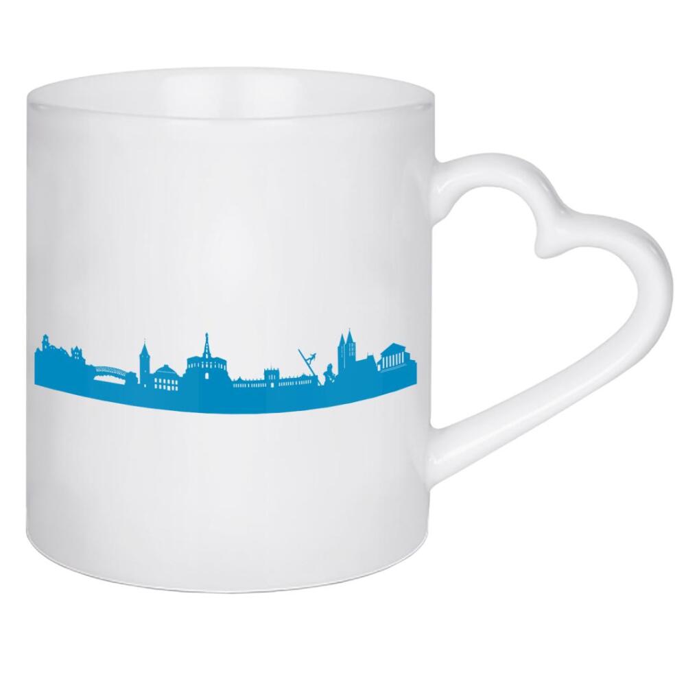 Herztasse "KASSEL 05 Skyline Print monochrome Teal" artboxONE - Städte,Abstrakt,Architektur,Städte / Weitere