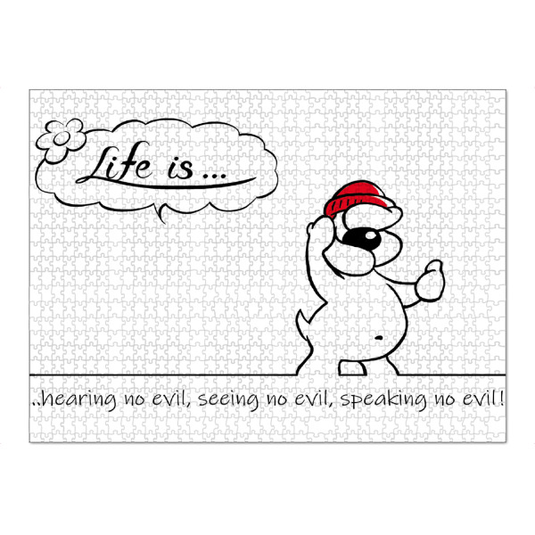 Puzzle Ravensburger "Life is... no evil" artboxONE - Typografie,Tiere,Comic,Lustig