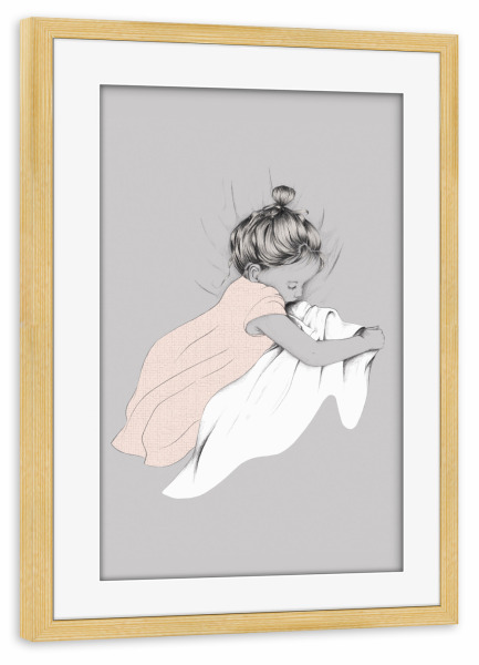 Poster mit Rahmen kiefer "Sleeping Girl" artboxONE - Für Kinder,Menschen,Für Mama