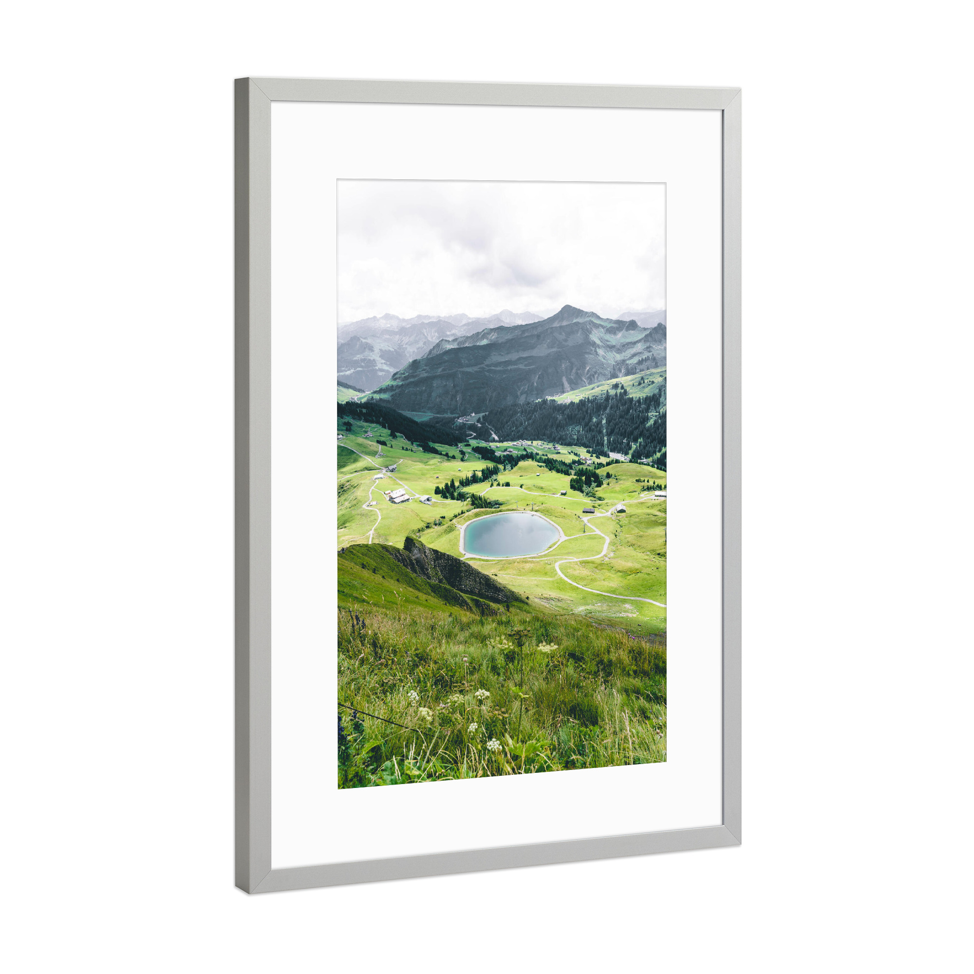Poster mit Rahmen Silber "See in den Bergen" artboxONE - Natur,Reise