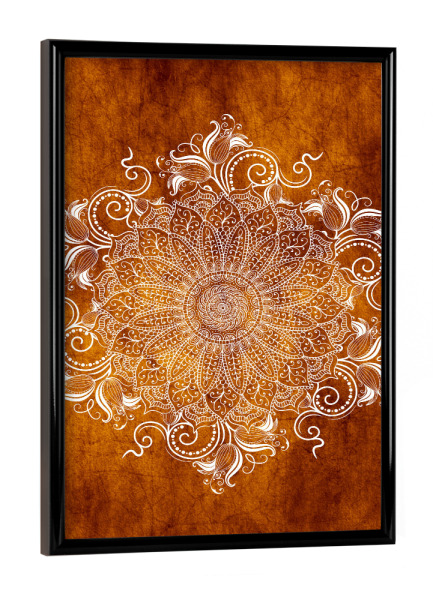 Poster mit schwarzem Rahmen "Mandala Tangerine" artboxONE - Abstrakt - Mandala,Boho,Yoga,Indie,Indian,Arabic,Tribal,Nature,Tangerine,Orange