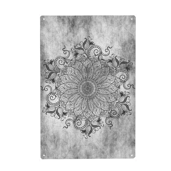 Metall Poster "Mandala Ashes" artboxONE - Abstrakt - Mandala,Yoga,Boho,Indian,Indie,Arabc,Grey,Nature,Ash - Blechschild