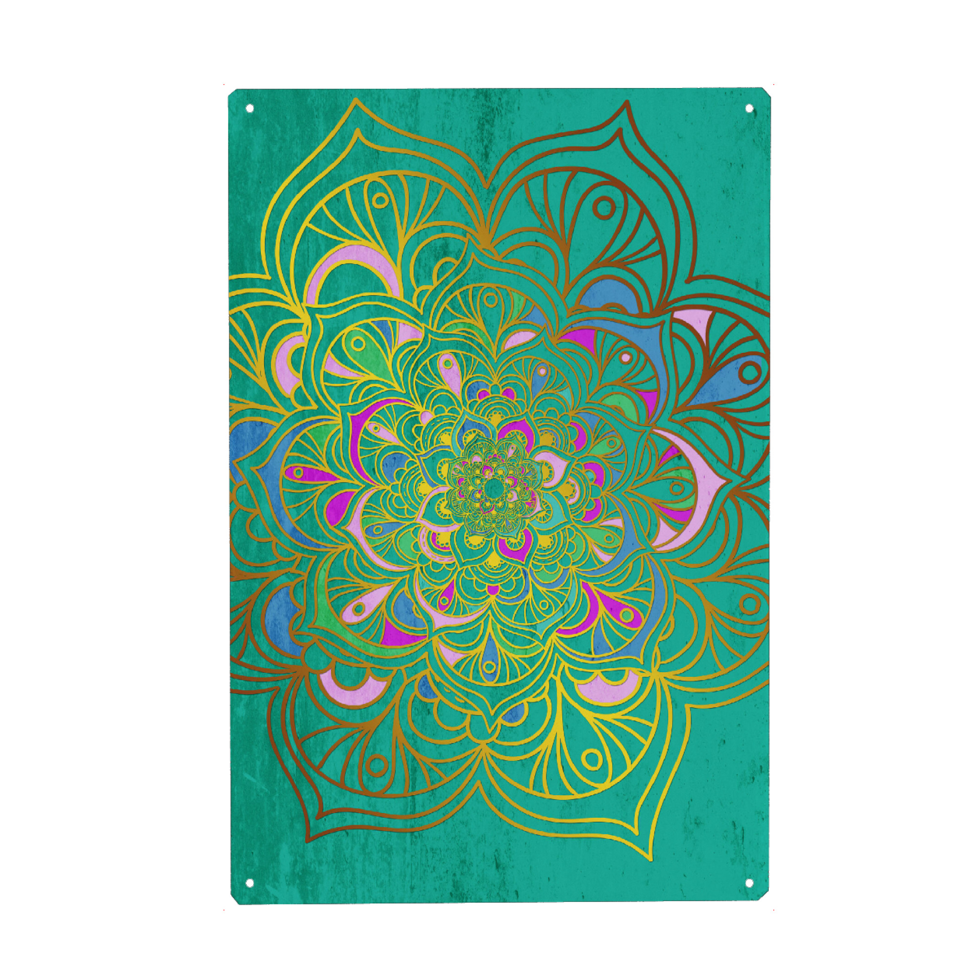 Holzbild "Mandala Colorfull Green" artboxONE - Abstrakt,Geometrie