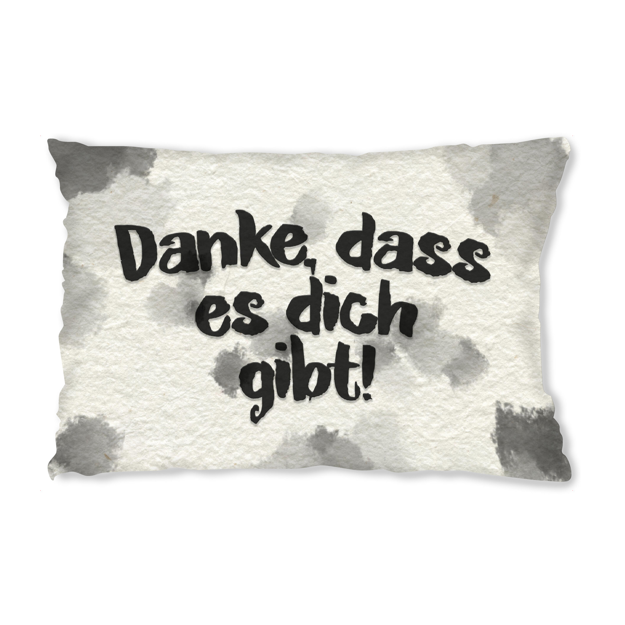 Design-Kissen "Danke, dass es dich gibt - Typo" artboxONE - Typografie - Aquarell,Danke,Spots,Paper,Typo,Typografie,Typography,Spruch,Quote
