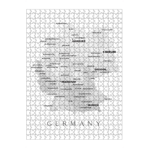 Puzzle Ravensburger "Map of Germany in English" artboxONE - Kartografie - Germany,Cities,Grey,Simple,Modern,Clean,Karte,Map,Deutschland
