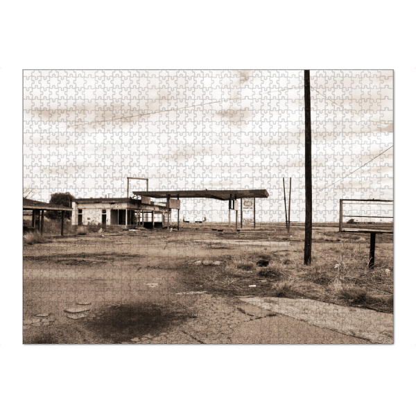 Puzzle Ravensburger "Old Gas Station at the Highway" artboxONE - Reise,Reise / Länder