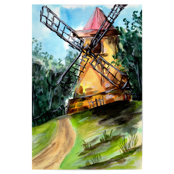 Poster "Old Windmill on the Hill" artboxONE - Natur,Architektur