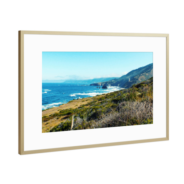 Poster mit Rahmen Gold "North Californian Pacific Coast" artboxONE - Natur,Reise,Reise / Strand und Meer,Reise / Länder