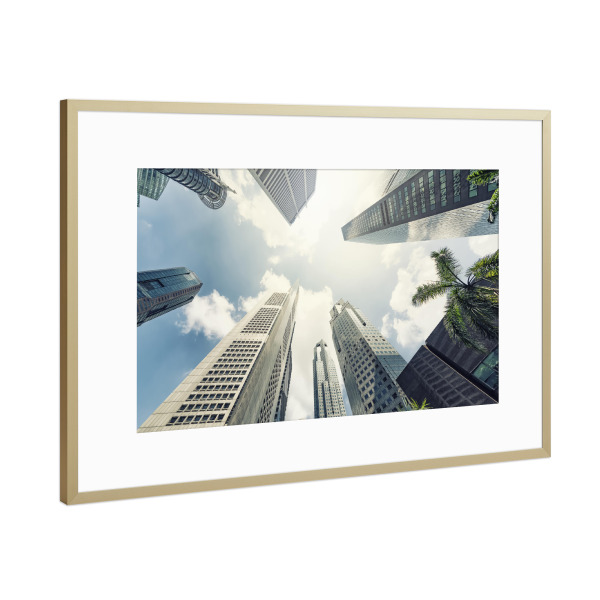 Poster mit Rahmen Gold "Business district" artboxONE - Städte,Reise,Architektur,Reise / Asien,Städte / Singapur
