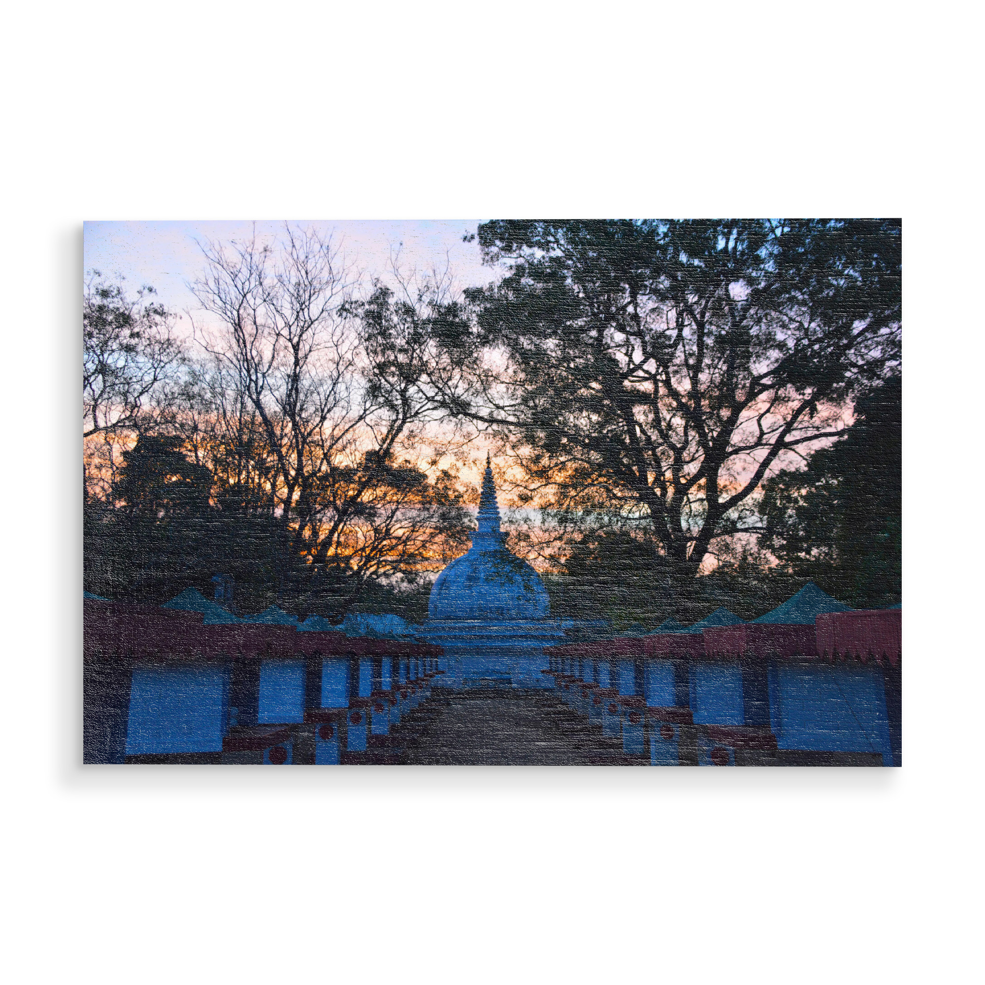 Holzbild "Buddhist Temple at Sunset" artboxONE - Natur,Architektur,Reise / Asien