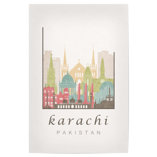 Poster "Karachi skyline pastel" artboxONE - Städte,Reise,Architektur,Kartografie