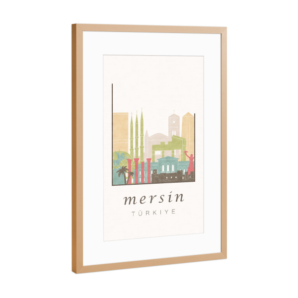 Poster mit Rahmen Kupfer "Mersin skyline pastel" artboxONE - Städte,Reise,Architektur,Kartografie
