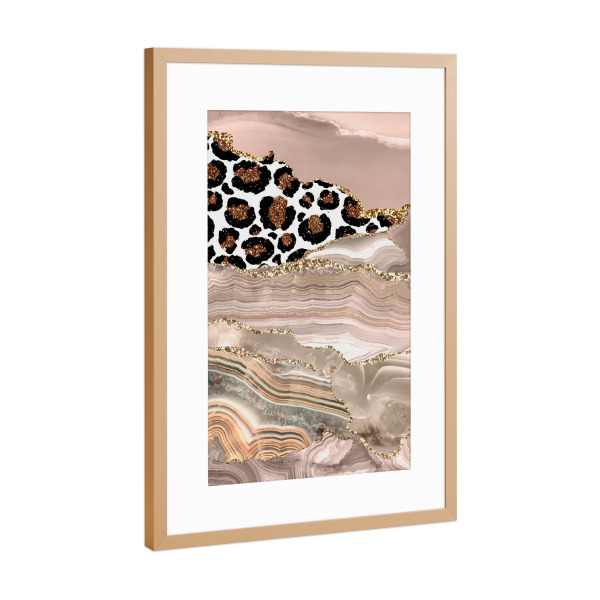 Poster mit Rahmen Kupfer "Glamour Girl Leopard With Marble" artboxONE - Abstrakt,Marmor