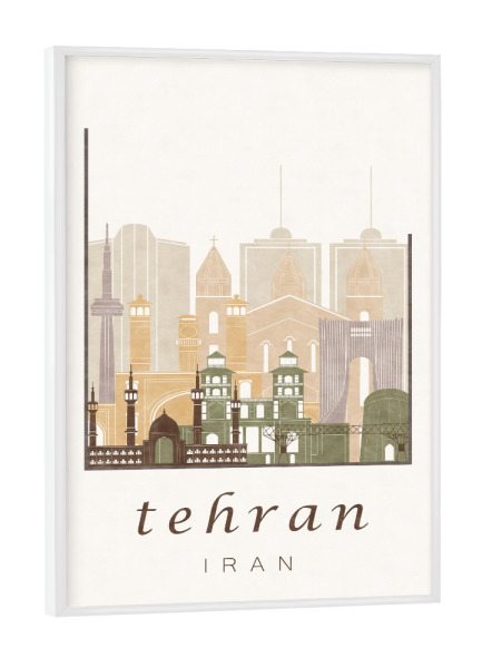 Poster mit weißem Rahmen "Tehran skyline rustic" artboxONE - Städte,Reise,Architektur,Kartografie