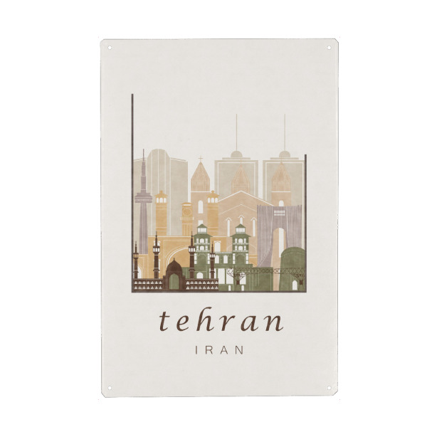 Metall Poster "Tehran skyline rustic" artboxONE - Städte,Reise,Architektur,Kartografie