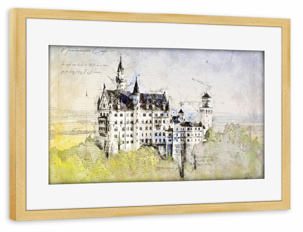 Poster mit Rahmen kiefer "Neuschwanstein Castle, Bavaria" artboxONE - Reise,Architektur