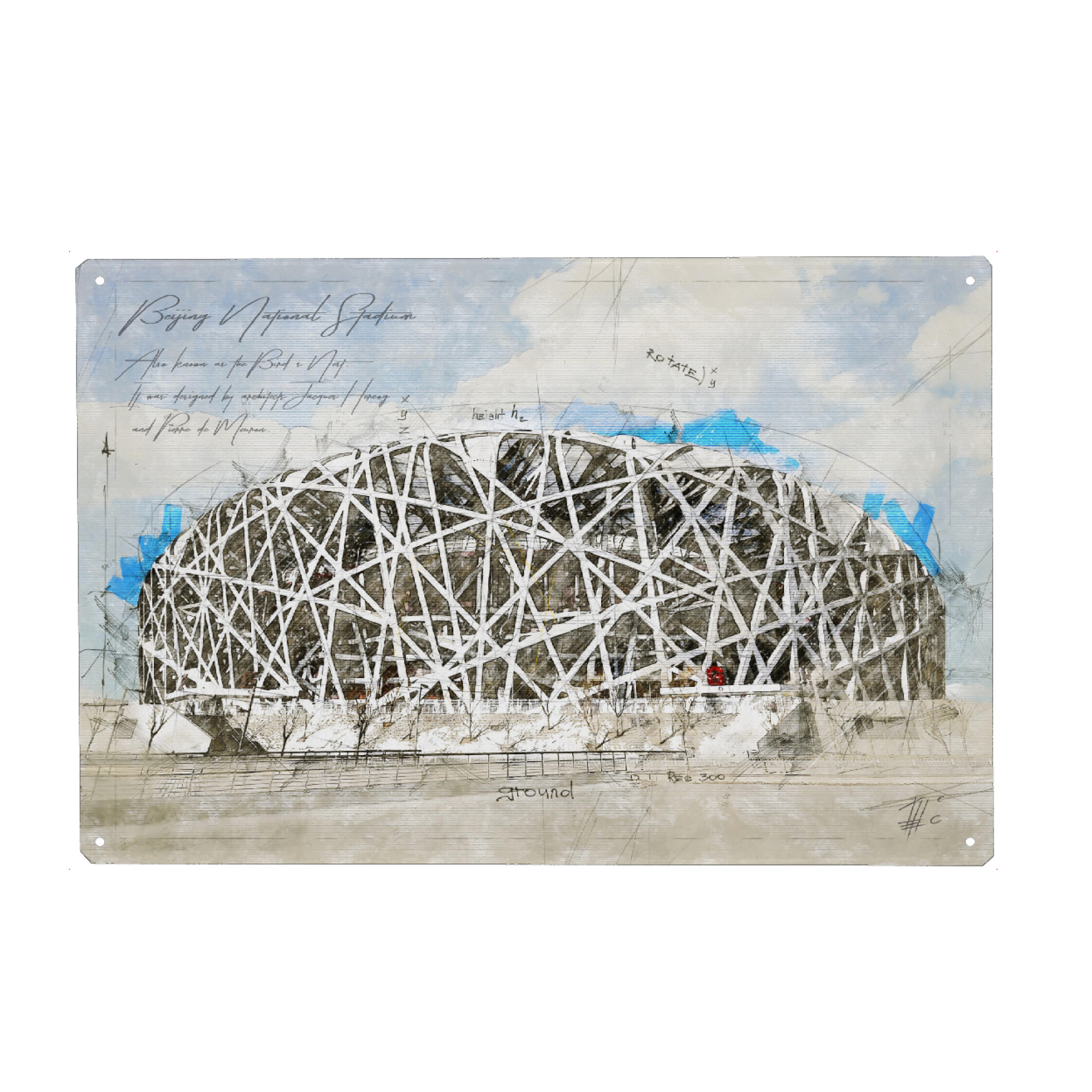 Metall Poster "National Stadium, Beijing" artboxONE - Architektur,Reise / Asien,Sport