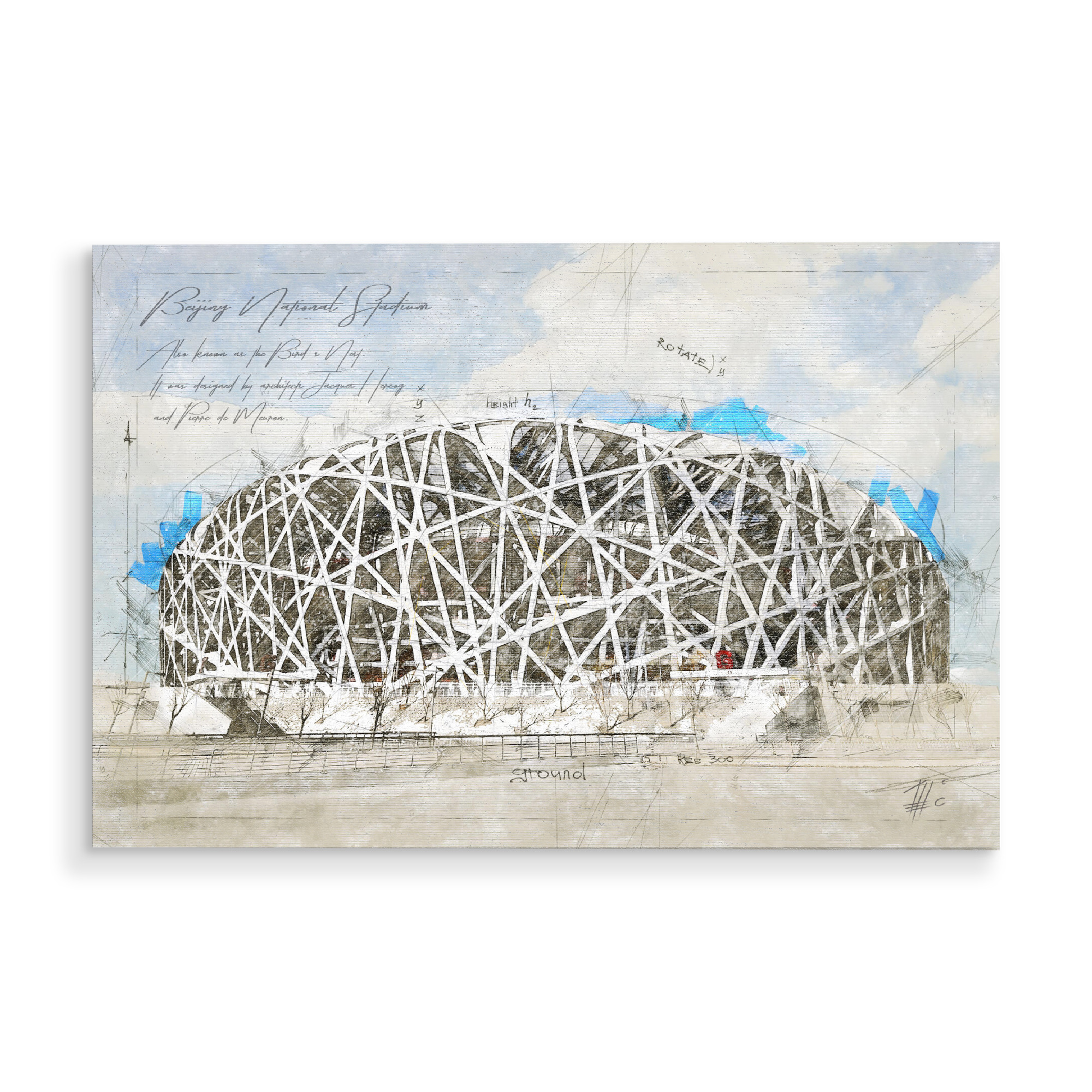 Holzbild "National Stadium, Beijing" artboxONE - Architektur,Reise / Asien,Sport