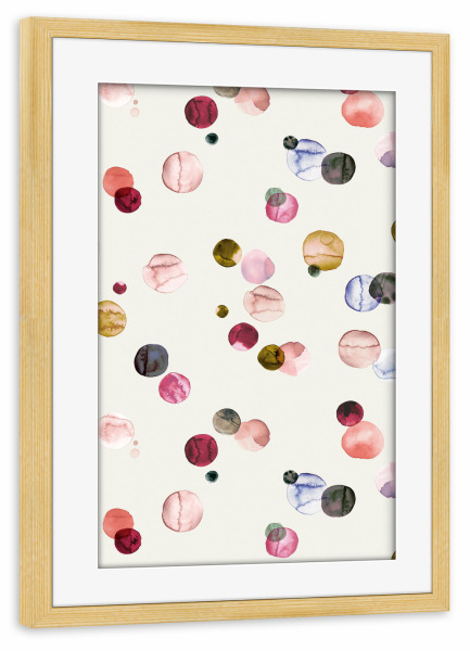 Poster mit Rahmen kiefer "Watercolor Minimal Dots Red" artboxONE - Abstrakt,Geometrie,Galaxy