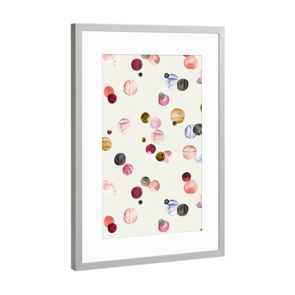 Poster mit Rahmen Silber "Watercolor Minimal Dots Red" artboxONE - Abstrakt,Geometrie,Galaxy