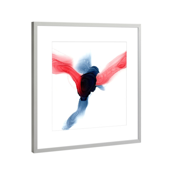 Poster mit Rahmen Silber "Vogel Bunt" artboxONE - Abstrakt