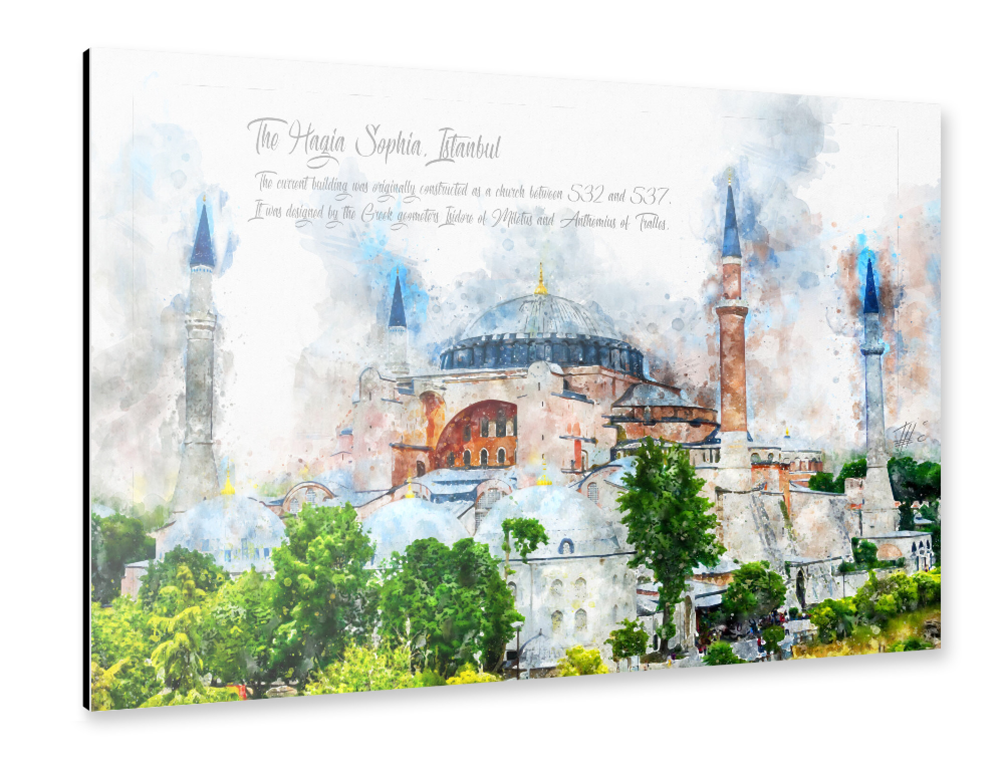 Alu-Dibond "Hagia Sophia Aquarell" 75x50 cm artboxONE