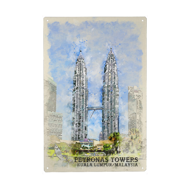 Metall Poster "Petronas Towers Sketch" artboxONE - Architektur