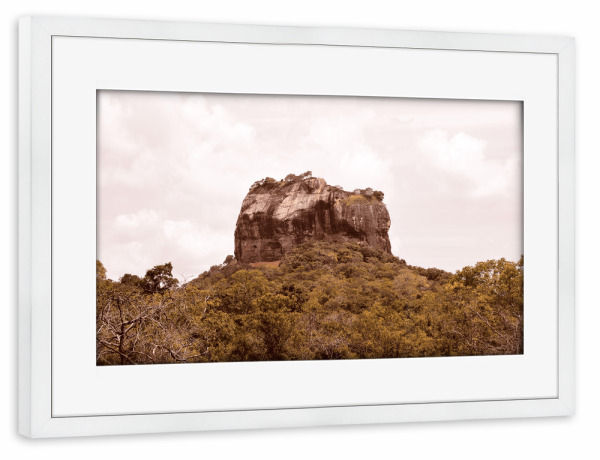 Poster mit Rahmen weiß "Sigiriya Rock, Sri Lanka" artboxONE - Natur,Reise,Reise / Asien