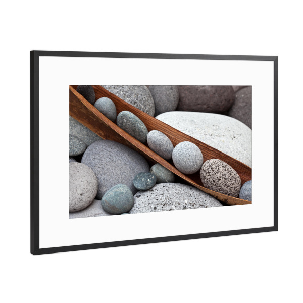 Poster mit Rahmen Schwarz (Metallic) "Steinreihe" artboxONE - Natur