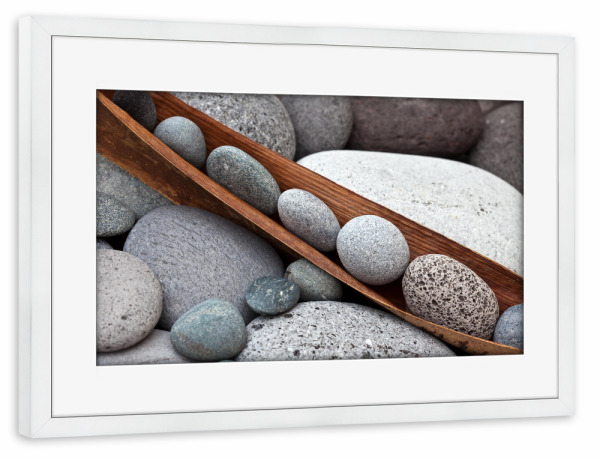 Poster mit Rahmen weiß "Steinreihe" artboxONE - Natur