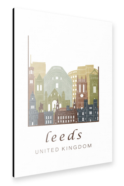 Alu-Dibond "Leeds skyline light brown" 30x20 cm artboxONE